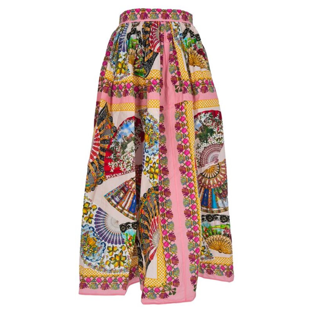 Dolce & Gabbana Printed Midi Skirt in Multicolor Cotton